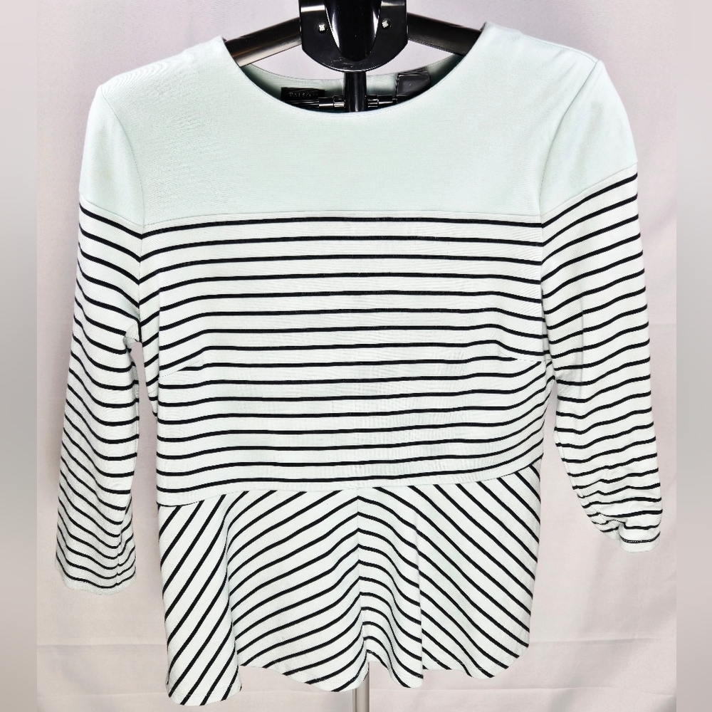 Talbots Striped Elevated Basic‎ Preppy Peplum Top, Large